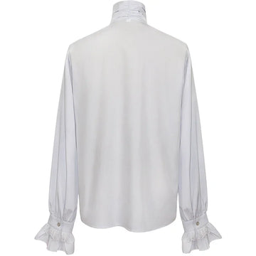 Edwardian Lace Jabot Top with Ruffle Cuffs